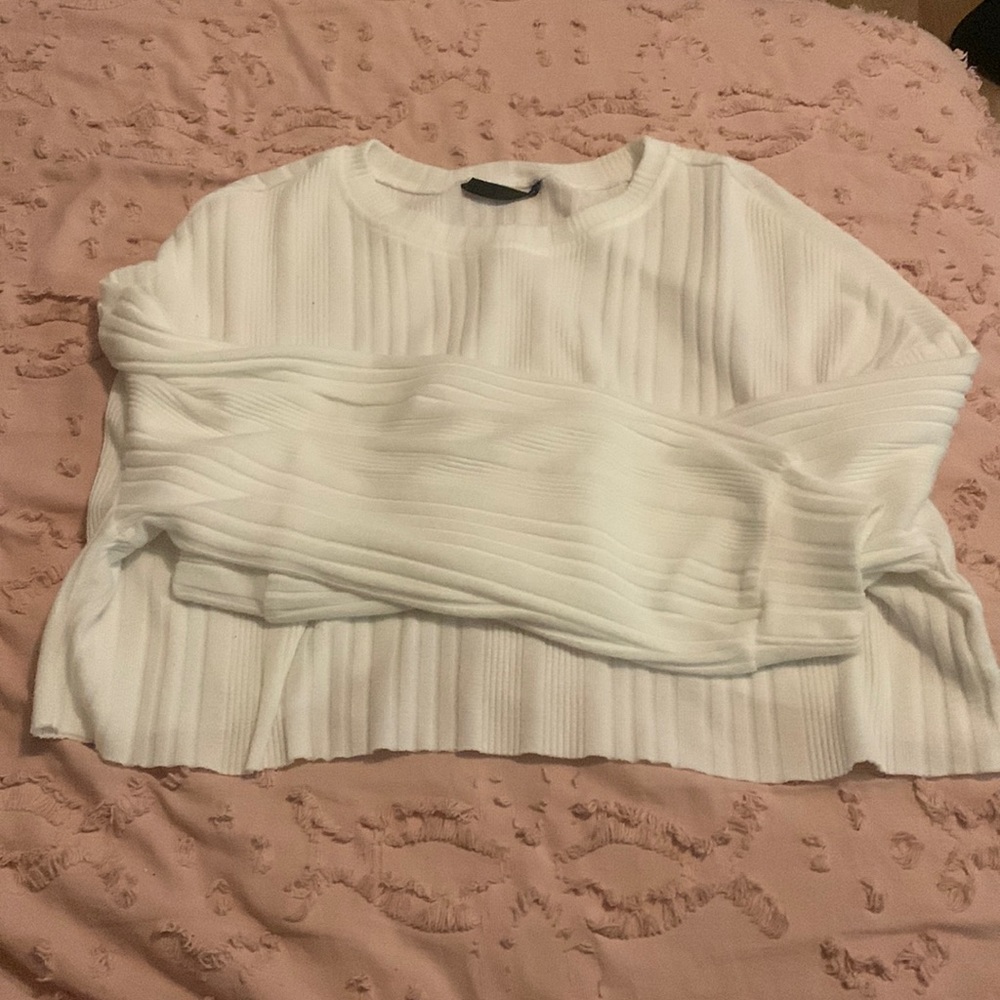 white cropped sweater